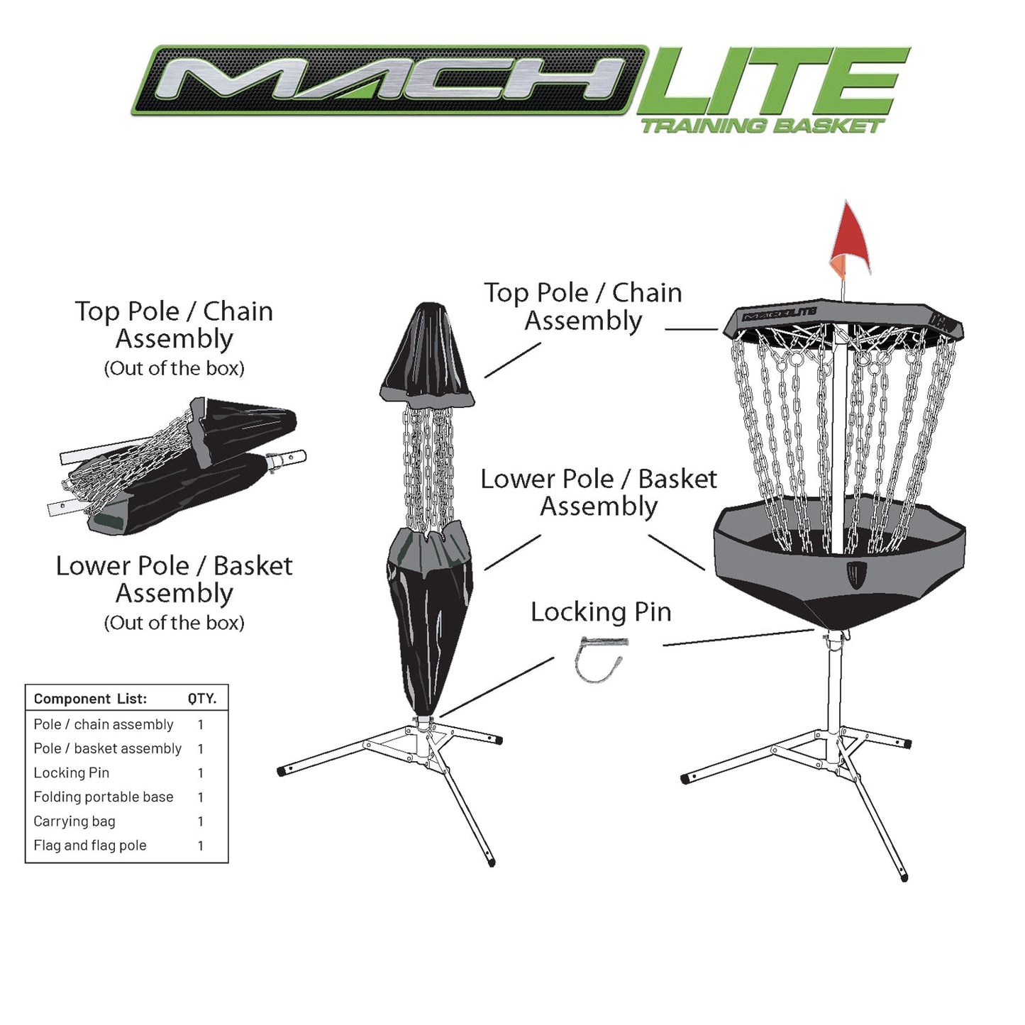 DGA Mach Lite Portable Disc Golf Practice Basket