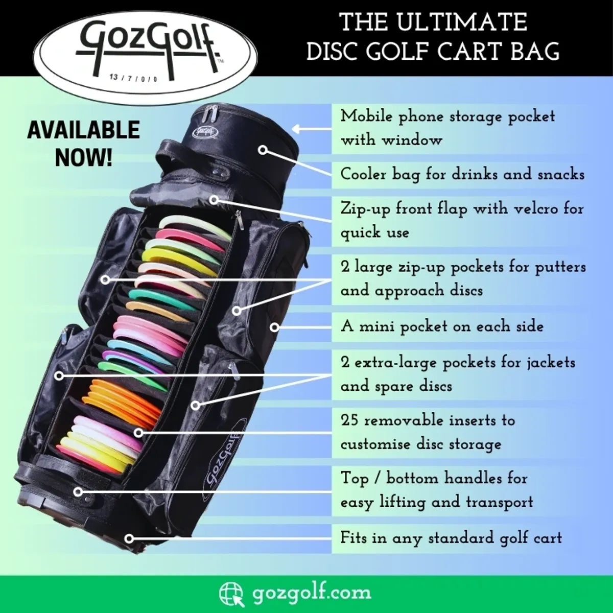 GozGolf Disc Golf Bag